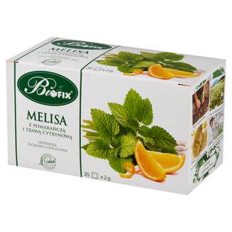 Bi Fix, melisa z pomarańczą i trawą cytrynową, herbatka ziołowo-owocowa, 20 saszetek - zdjęcie produktu