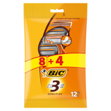 BIC 3 Sensitive Pouch, maszynka do golenia dla mężczyzn, trzyostrzowa, 12 sztuk - miniaturka zdjęcia produktu
