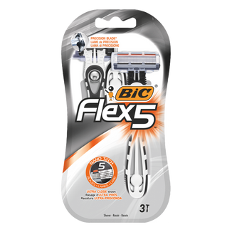 BIC Flex 5, maszynka do golenia dla mężczyzn, pięcioostrzowa, jednorazowa, 3 sztuk - zdjęcie produktu