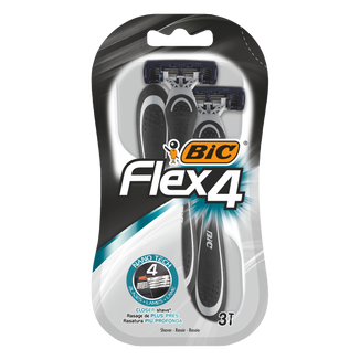 BIC Flex 4, maszynka do golenia dla mężczyzn, czteroostrzowa, 3 sztuki - zdjęcie produktu