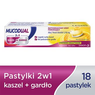 Mucodual 2w1, pastylki do ssania, 18 sztuk - 2 Mucodual 2w1, pastylki do ssania, 18 sztuk - 2 - zdjęcie produktu