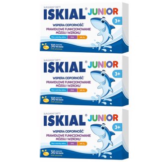 Zestaw Iskial Junior, dla dzieci powyżej 3 roku, smak cytrynowy, 3 x 30 kapsułek do żucia - zdjęcie produktu