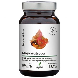 Aura Herbals Moja Wątroba - Karczoch, Ostropest, Kurkuma, 60 kapsułek wegańskich - 2 Aura Herbals Moja Wątroba - Karczoch, Ostropest, Kurkuma, 60 kapsułek wegańskich - 2 - zdjęcie produktu