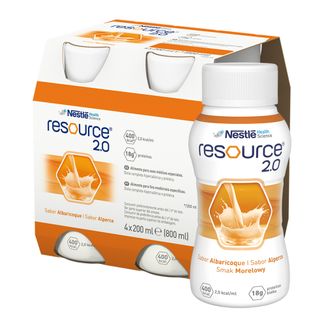Resource 2.0, preparat odżywczy, smak morelowy, 4 x 200 ml USZKODZONE OPAKOWANIE - zdjęcie produktu