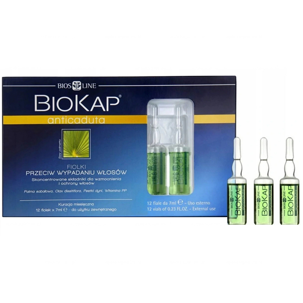 Biokap Biokap Anticaduta, kuracja przeciw wypadaniu włosów, 7 ml x 12 fiolek