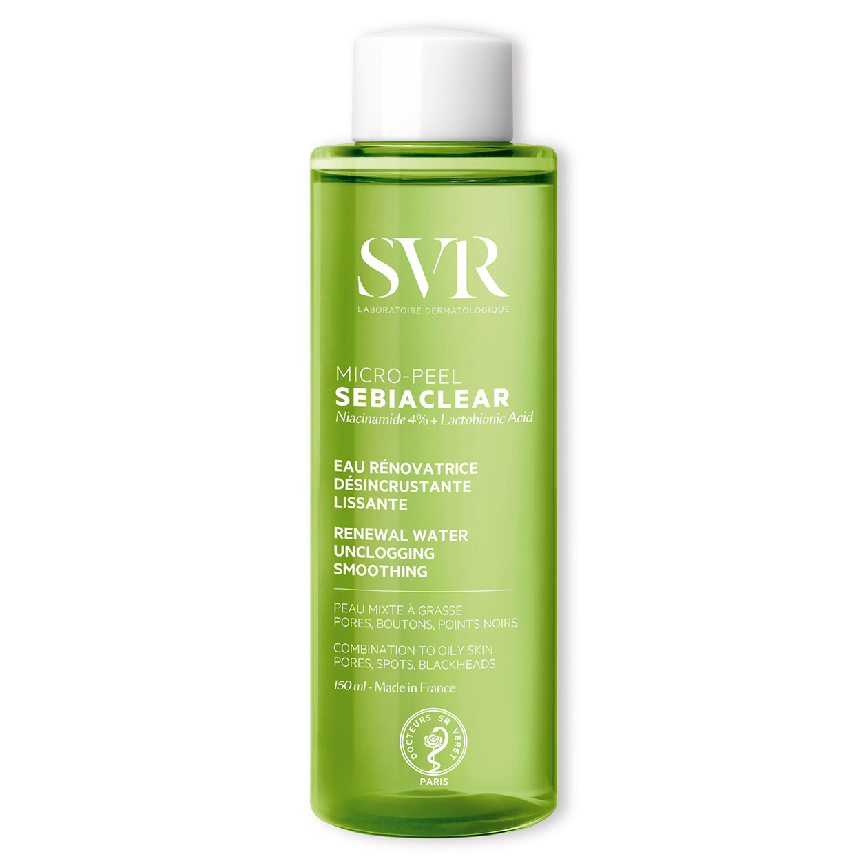 Nieznana SVR Sebiaclear Micro-Peel, mikrozłuszczająca esencja z kwasami, 150 ml