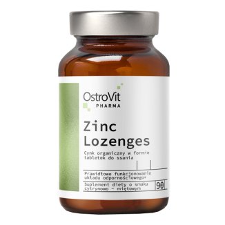 OstroVit Pharma Zinc Lozenges, smak cytrynowo-miętowy, 90 tabletek - zdjęcie produktu
