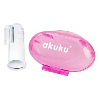 Akuku, silikonowa szczoteczka na palec, różowy, A0265, 1 sztuka - zdjęcie produktu