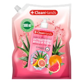 CleanHands, mydło antybakteryjne w płynie, grapefruit, zapas, 1000 ml CleanHands, mydło antybakteryjne w płynie, grapefruit, zapas, 1000 ml - zdjęcie produktu