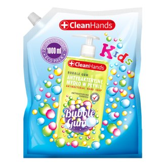 CleanHands, mydło antybakteryjne w płynie, guma balonowa, zapas, 1000 ml - zdjęcie produktu
