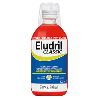 Eludril Classic, antybakteryjny i łagodzący płyn do płukania jamy ustnej, 500 ml Eludril Classic, antybakteryjny i łagodzący płyn do płukania jamy ustnej, 500 ml - zdjęcie produktu