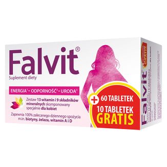 Falvit, 60 tabletek + 10 tabletek gratis USZKODZONE OPAKOWANIE - zdjęcie produktu