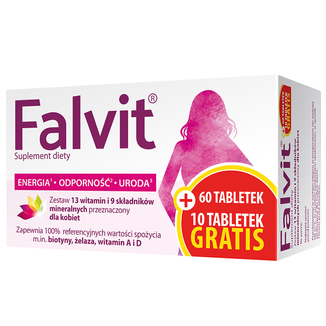 Falvit, 60 tabletek + 10 tabletek gratis USZKODZONE OPAKOWANIE - zdjęcie produktu