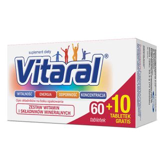 Vitaral, 60 tabletek + 10 tabletek gratis USZKODZONE OPAKOWANIE - zdjęcie produktu