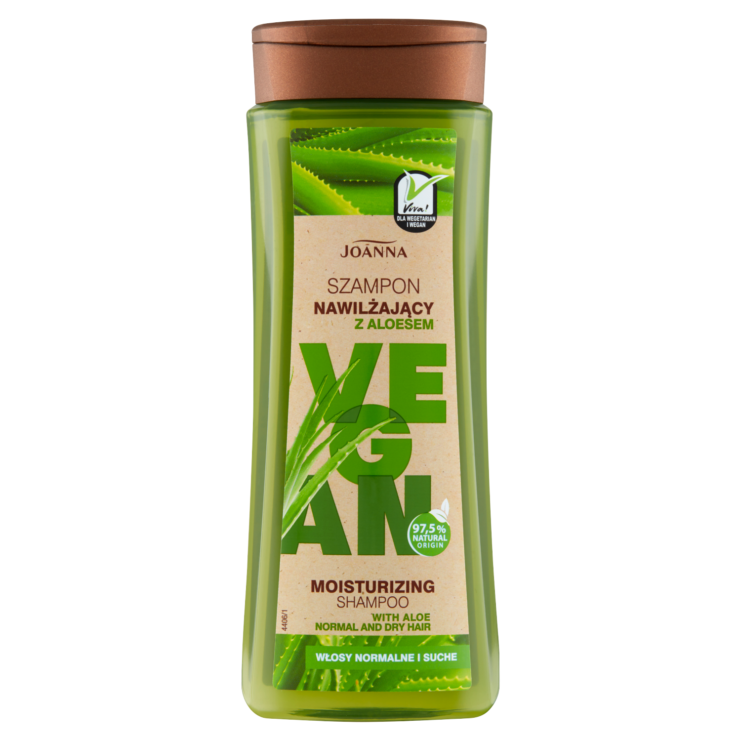 Nieznana Joanna Vegan, szampon nawilżający z aloesem, włosy normalne i suche, 300 ml