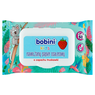 Bobini Kids, papier toaletowy nawilżany dla dzieci, truskawka, 50 sztuk - zdjęcie produktu