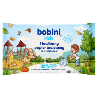 Bobini Kids, papier toaletowy nawilżany dla dzieci, truskawka, 50 sztuk - zdjęcie produktu