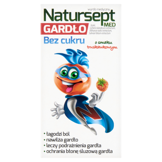 Natursept Med Gardło, lizaki bez cukru, powyżej 3 lat, smak truskawkowy, 6 sztuk - zdjęcie produktu