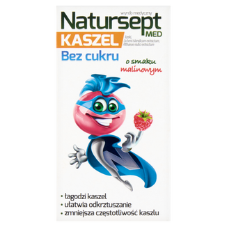 Natursept Med Kaszel, lizaki bez cukru, powyżej 3 lat, smak malinowy, 6 sztuk KRÓTKA DATA Natursept Med Kaszel, lizaki bez cukru, powyżej 3 lat, smak malinowy, 6 sztuk KRÓTKA DATA - zdjęcie produktu
