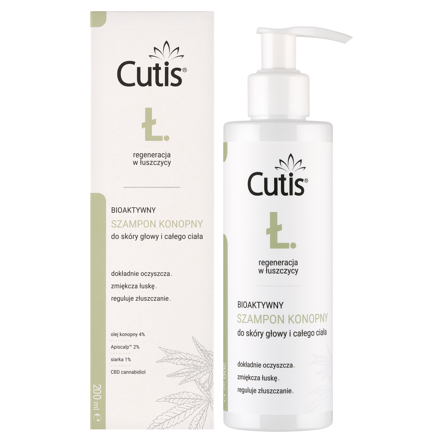 Cutis Cutis Ł-Łuszczyca, bioaktywny szampon konopny + CBD, 200 ml