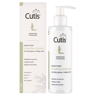 Cutis Ł-Łuszczyca, bioaktywny szampon konopny + CBD, łuszczyca, łojotokowe zapalenie skóry, 200 ml - zdjęcie produktu