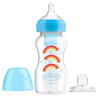 Dr Brown's Options+, zestaw Od butelki do kubka, butelka antykolkowa, szeroka szyjka, 270 ml ze smoczkiem, poziom 3 + ustnik niekapek, niebieski - zdjęcie produktu