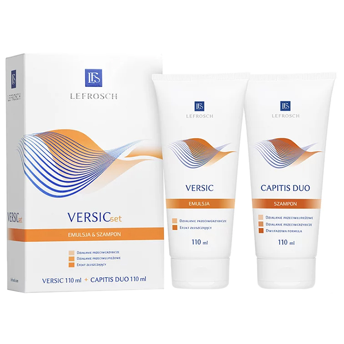 Nieznana Zestaw Lefrosch Versic Set, Versic, emulsja 110 ml + Capitis Duo, szampon, 110 ml — Składniki i ocena