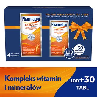 Zestaw Pharmaton Geriavit, 100 tabletek powlekanych + 30 tabletek w prezencie - zdjęcie produktu