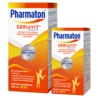 Zestaw Pharmaton Geriavit, 100 tabletek powlekanych + 30 tabletek w prezencie - zdjęcie produktu