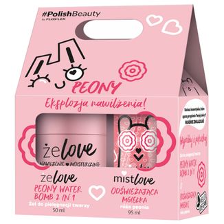 Zestaw Flos-Lek Peony żeLOVE, żel do twarzy 2w1, 50 ml + mistLOVE, odświeżająca mgiełka, 95 ml USZKODZONE OPAKOWANIE - zdjęcie produktu