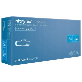 Nitrylex Classic+, rękawice nitrylowe, niejałowe, bezpudrowe, niebieskie, rozmiar M, 100 sztuk - zdjęcie produktu