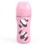 Twistshake, butelka antykolkowa, szklana, z silikonowym smoczkiem M o średnim przepływie, różowa, od 2 miesiąca, 260 ml - miniaturka zdjęcia produktu