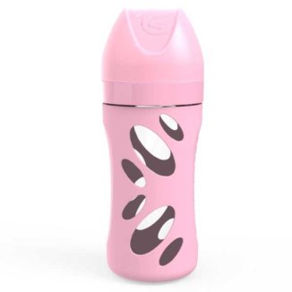 Twistshake, butelka antykolkowa, szklana, z silikonowym smoczkiem M o średnim przepływie, różowa, od 2 miesiąca, 260 ml - zdjęcie produktu