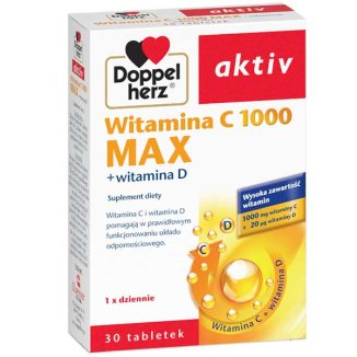 Doppelherz Aktiv Witamina C 1000 Max + witamina D, 30 tabletek - zdjęcie produktu