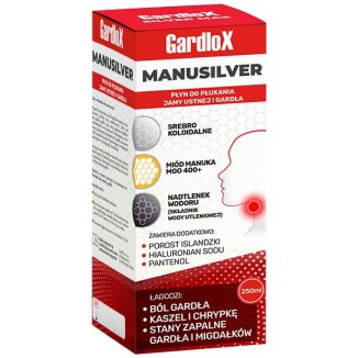 Gardlox Manusilver, płyn do płukania jamy ustnej i gardła, 250 ml - zdjęcie produktu