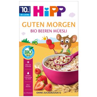 HiPP Musli, truskawki-maliny, BIO, bez dodatku cukru, od 10 miesiąca, 200 g HiPP Musli, truskawki-maliny, BIO, bez dodatku cukru, od 10 miesiąca, 200 g - zdjęcie produktu