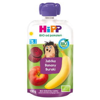 HiPP BIO od pokoleń, jabłka-banany-buraki, po 5 miesiącu, 100 g - zdjęcie produktu