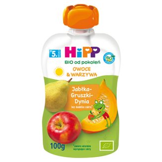 HiPP Owoce & Warzywa Bio, jabłka, gruszki, dynia, po 5 miesiącu, 100 g - zdjęcie produktu