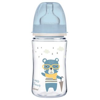 Canpol Babies EasyStart, butelka antykolkowa, szerokootworowa, Bonjour Paris, niebieska, od 3 miesiąca, 240 ml - zdjęcie produktu