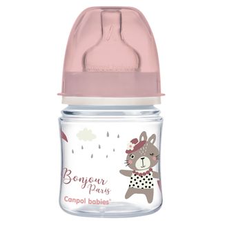 Canpol Babies EasyStart, butelka antykolkowa, szerokootworowa, Bonjour Paris, różowa, 35/231, od urodzenia, 120 ml - zdjęcie produktu
