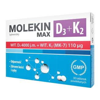 Molekin D3 + K2 Max, 30 tabletek powlekanych - zdjęcie produktu