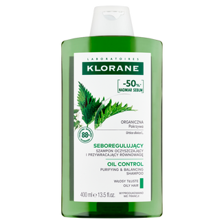 Klorane, szampon na bazie wyciągu z pokrzywy do włosów przetłuszczających się, 400 ml - zdjęcie produktu