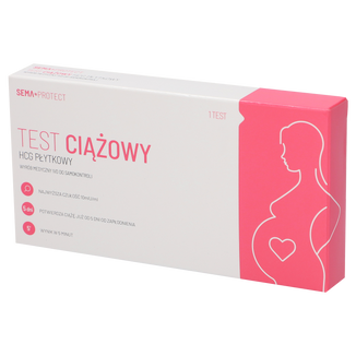 SEMA Protect, test ciążowy hCG płytkowy, super czuły 10 mlU/ ml, 1 sztuka USZKODZONE OPAKOWANIE - zdjęcie produktu