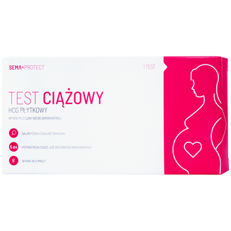 SEMA Protect, test ciążowy hCG płytkowy, super czuły 10 mlU/ ml, 1 sztuka - zdjęcie produktu