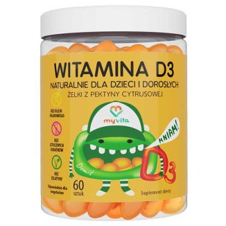 MyVita Witamina D3, naturalne żelki dla dzieci i dorosłych, 60 sztuk - zdjęcie produktu