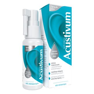 Acustivum, spray do higieny uszu, dla dzieci od 6 miesiąca i dorosłych, 20 ml USZKODZONE OPAKOWANIE - zdjęcie produktu