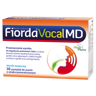 Fiorda Vocal MD, smak pomarańczowy, 30 pastylek do ssania - zdjęcie produktu
