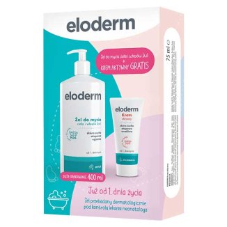 Eloderm Omega 3-6-9 Plus, żel do mycia ciała i włosów 2w1, od 1 dnia życia, 400 ml + dodatkowo krem aktywny od 1 dnia życia, 75 ml - zdjęcie produktu