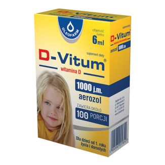 D-Vitum 1000 j.m., witamina D dla dzieci po 1 roku, aerozol, 6 ml - zdjęcie produktu