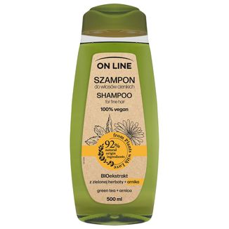 On Line From Plants With Love, szampon do włosów cienkich, BIOekstrakt z zielonej herbaty i arnika, 500 ml - zdjęcie produktu